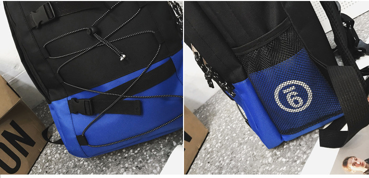 Fashion Black Contrast Stitching Drawstring Backpack,Backpack