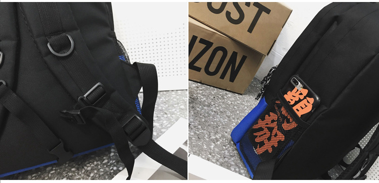 Fashion Black Contrast Stitching Drawstring Backpack,Backpack