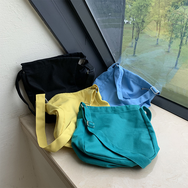 Fashion Blue Drawstring Canvas Shoulder Messenger Bag,Shoulder bags