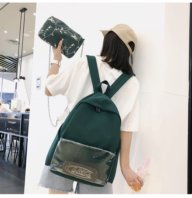 Fashion Green Embroidered Stitching Backpack,Backpack