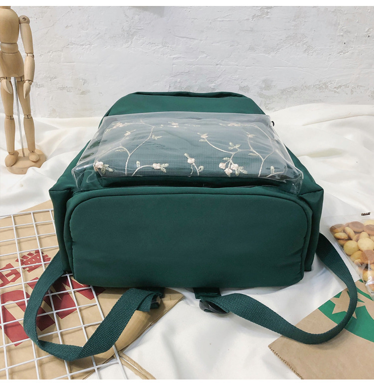 Fashion Green Embroidered Stitching Backpack,Backpack