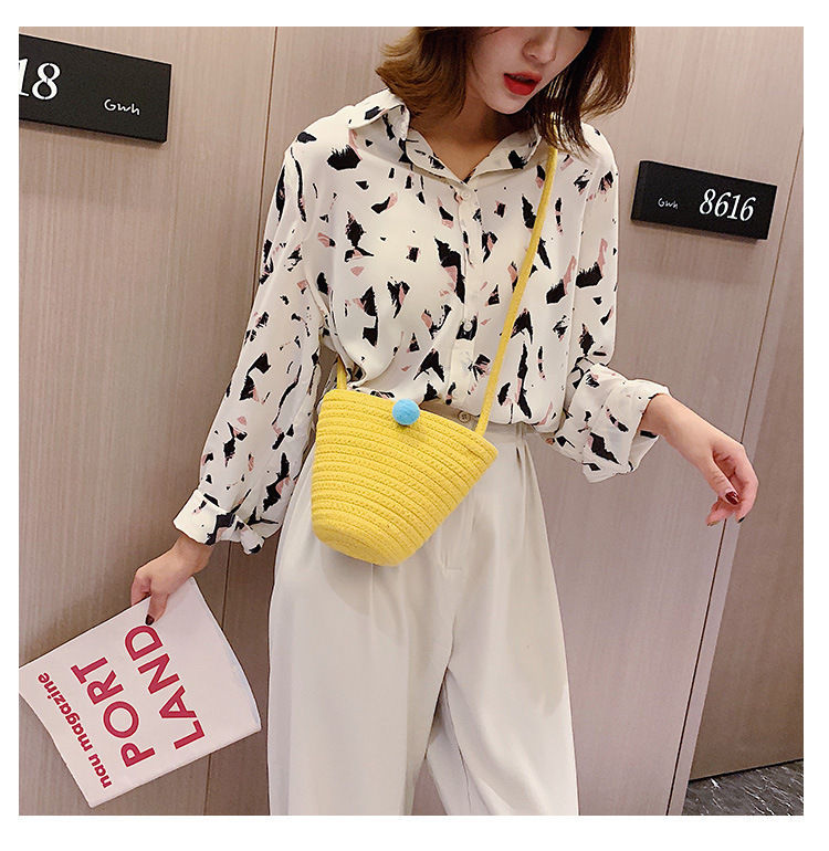 Fashion Yellow Cherry Woven Crossbody Shoulder Bag,Shoulder bags