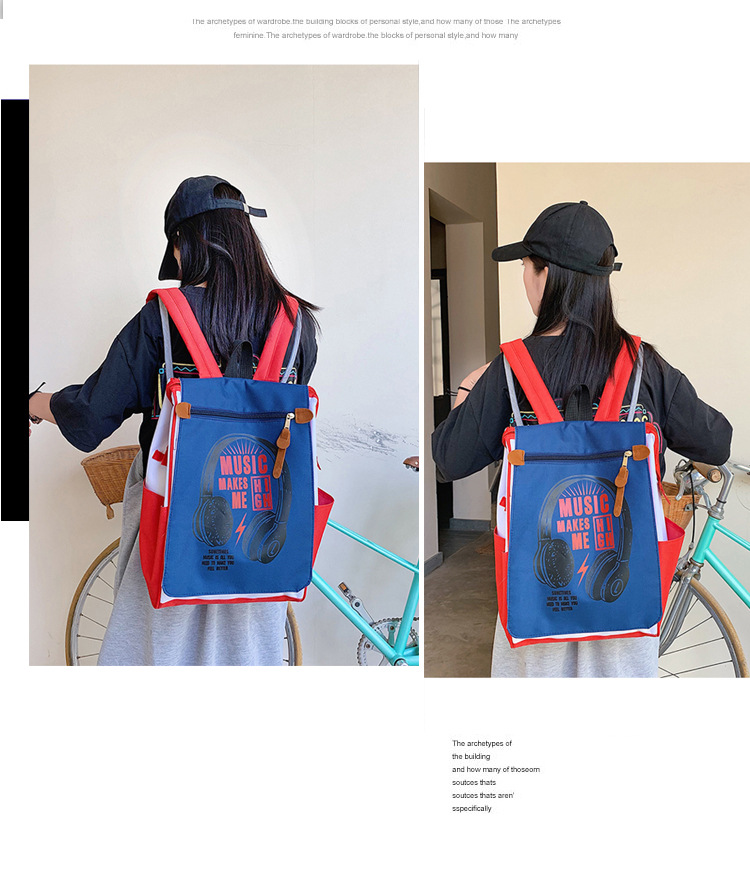 Fashion Red Microphone Letter Print Backpack,Backpack