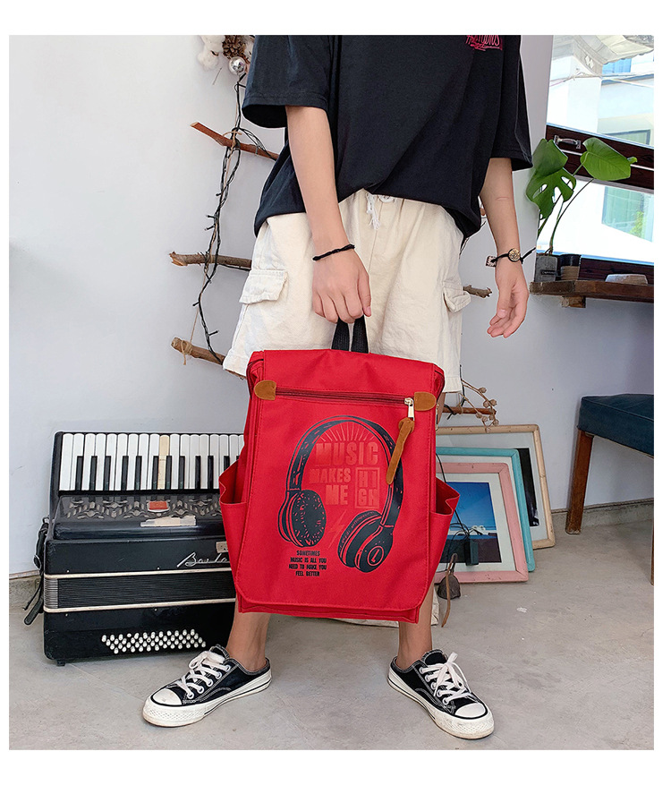 Fashion Color Matching Microphone Letter Print Backpack,Backpack