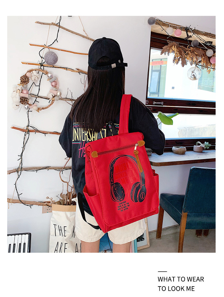 Fashion Color Matching Microphone Letter Print Backpack,Backpack