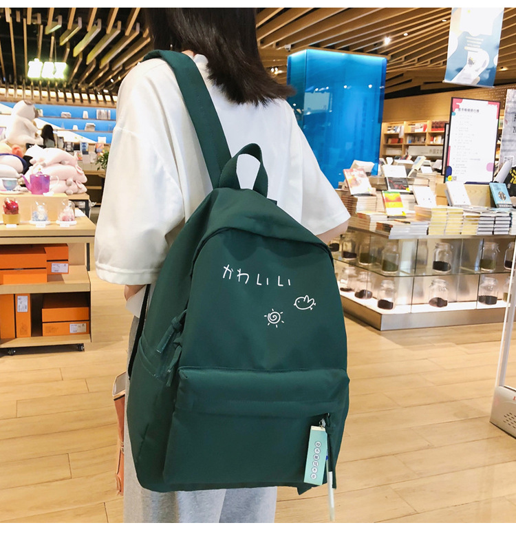 Fashion Green Letter Printed Canvas Backpack,Backpack
