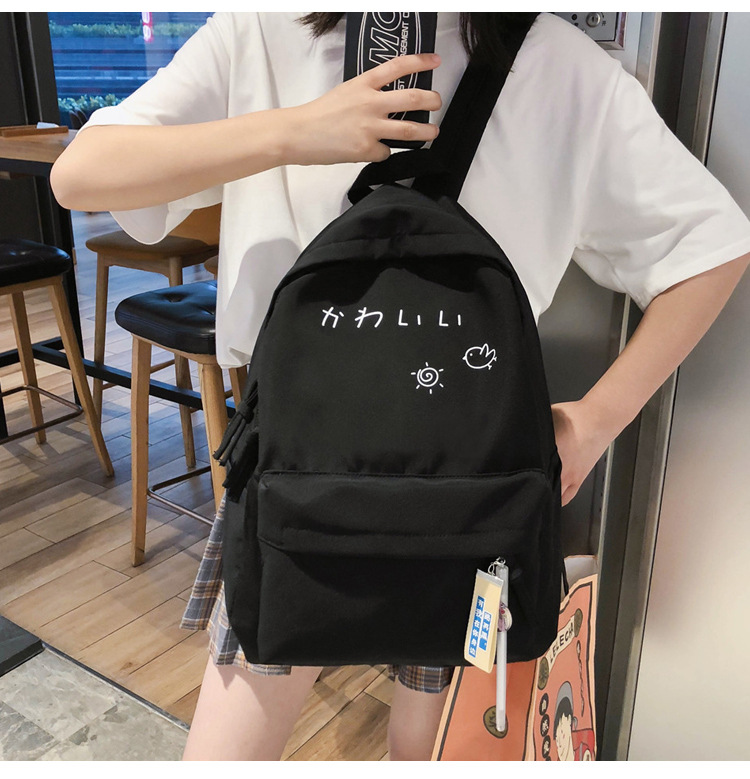 Fashion White Letter Printed Canvas Backpack,Backpack