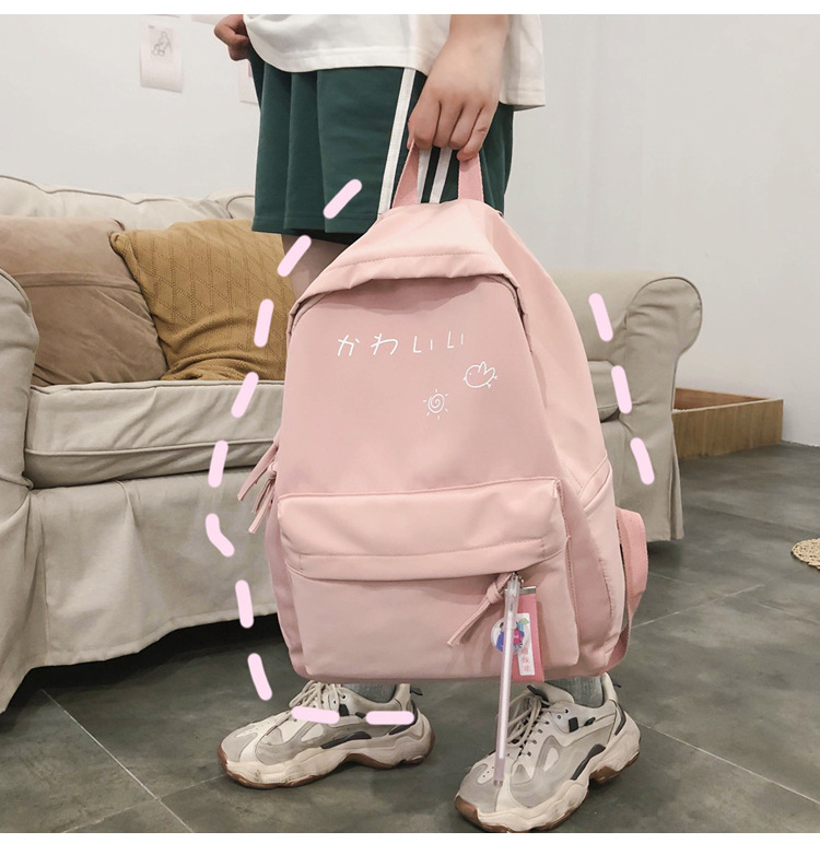 Fashion Pink Letter Printed Canvas Backpack,Backpack