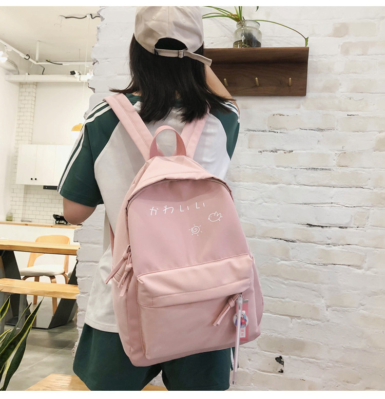 Fashion Pink Letter Printed Canvas Backpack,Backpack