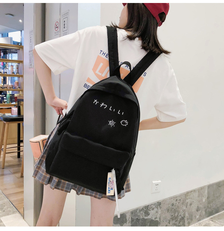 Fashion Gray Letter Printed Canvas Backpack,Backpack