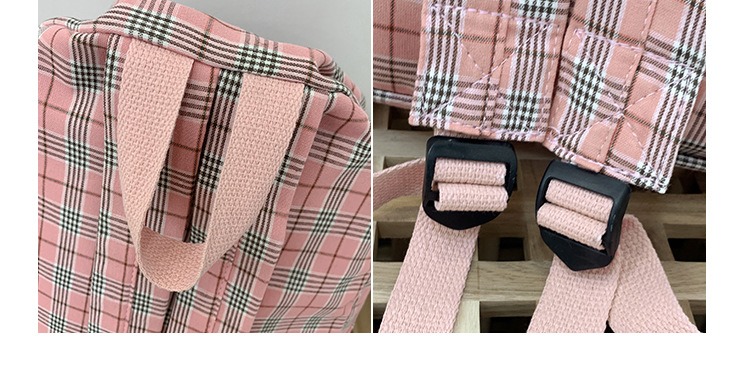 Fashion Pink Plaid Label Canvas Backpack,Backpack