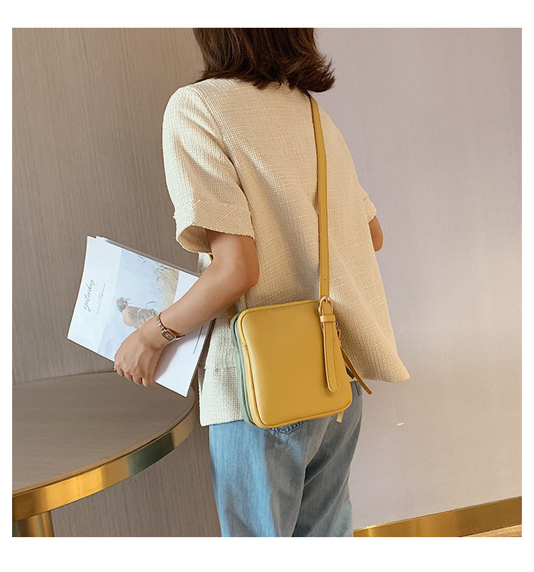 Fashion Powder With White Belt Buckle Stitching Contrast Color Shoulder Messenger Bag,Shoulder bags