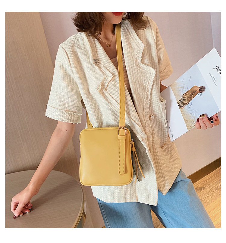 Fashion Yellow With Green Belt Buckle Stitching Contrast Color Shoulder Messenger Bag,Shoulder bags