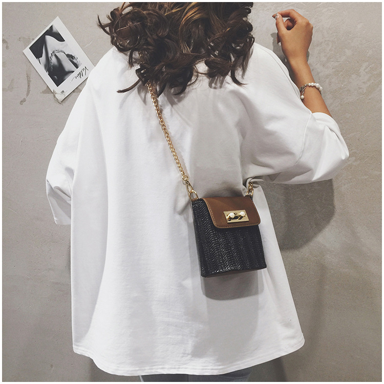Fashion Black Woven Stitching Shoulder Bag,Shoulder bags