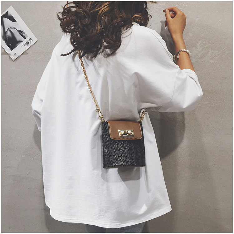 Fashion Black Woven Stitching Shoulder Bag,Shoulder bags