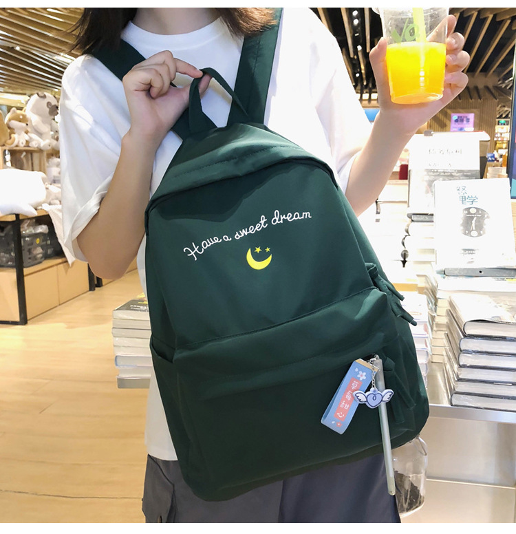 Fashion Green Letter Print Moon Backpack,Backpack