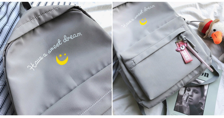 Fashion Black Letter Print Moon Backpack,Backpack
