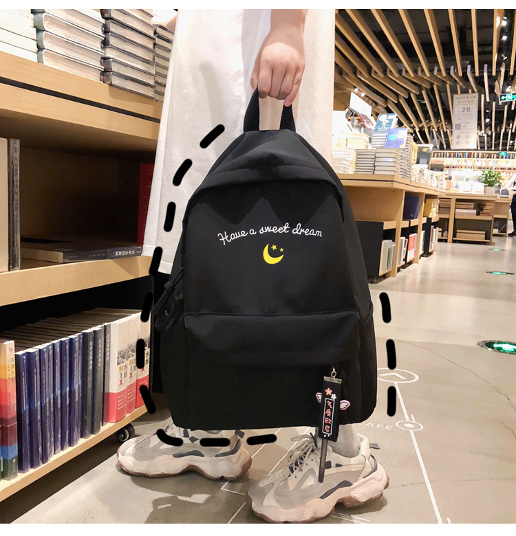 Fashion Black Letter Print Moon Backpack,Backpack