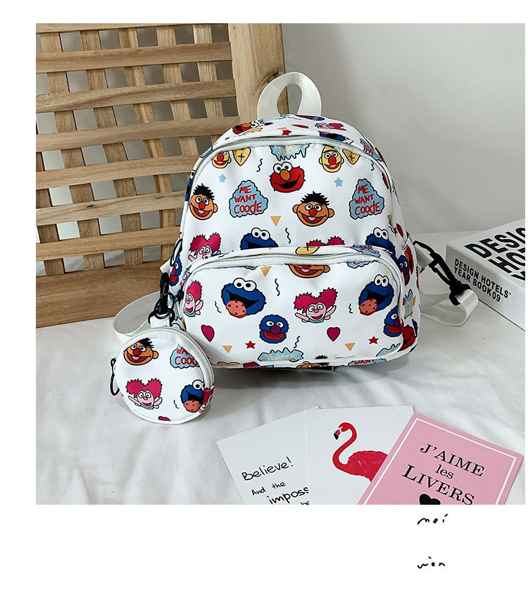 Fashion White Cartoon Printed Backpack,Backpack