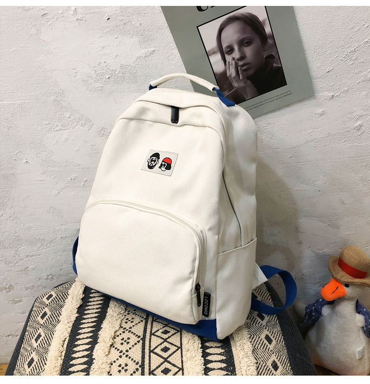 Fashion White Yellow Cartoon Label Backpack,Backpack
