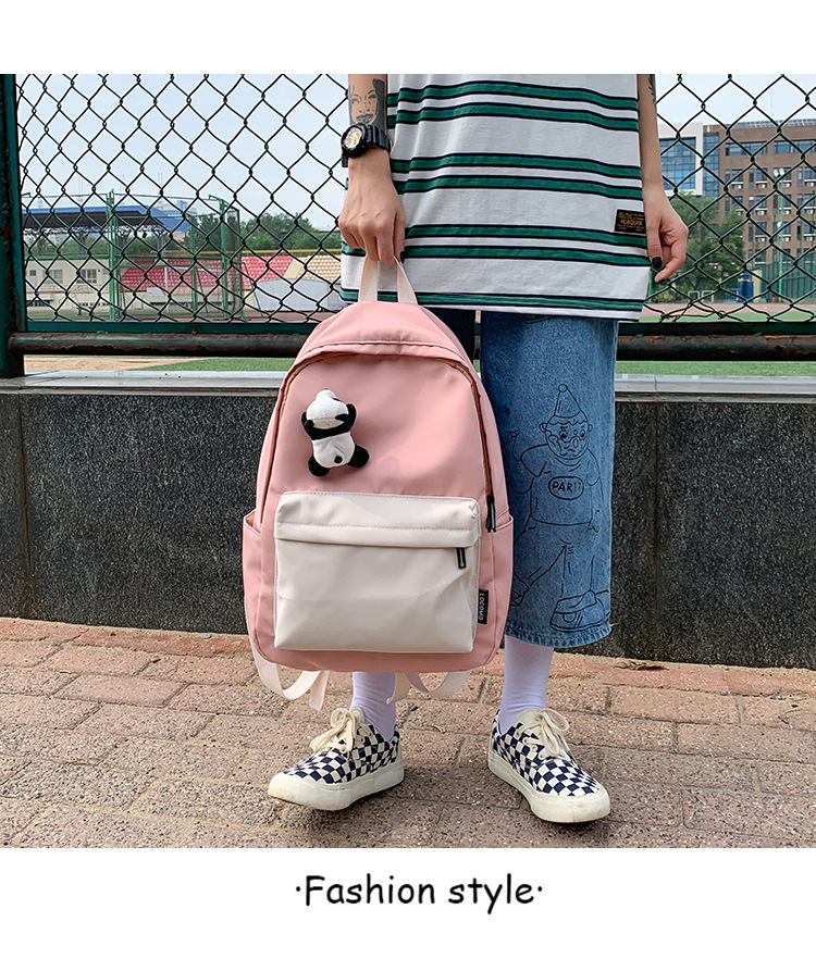 Fashion Armygreen Contrast Stitching Panda Backpack,Backpack