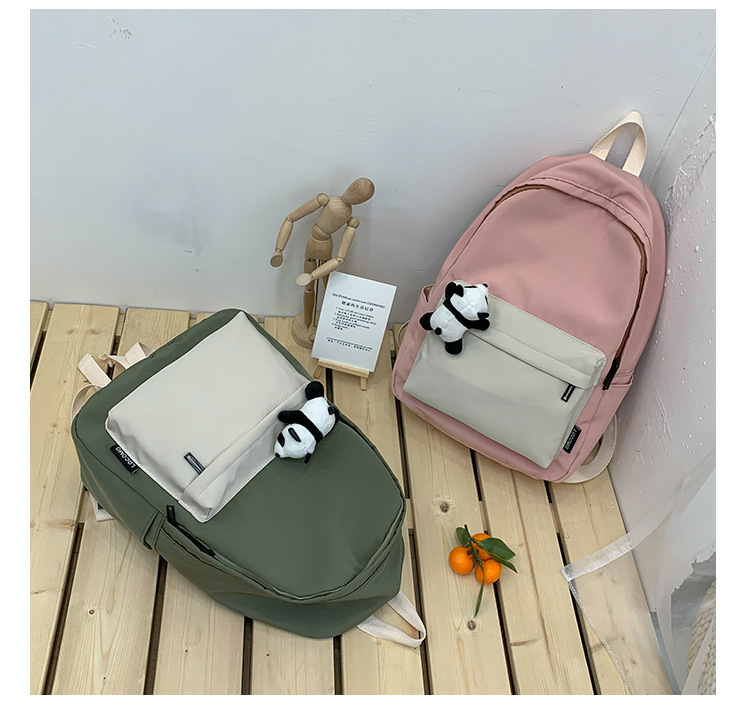 Fashion Pink Contrast Stitching Panda Backpack,Backpack