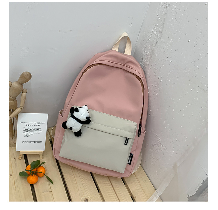 Fashion Black Contrast Stitching Panda Backpack,Backpack