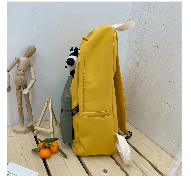 Fashion Armygreen Contrast Stitching Panda Backpack,Backpack