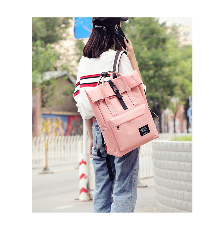 Fashion Pink Ribbon Buckle Backpack,Backpack