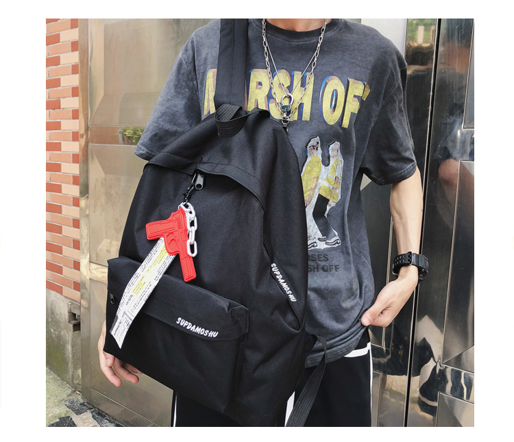 Fashion Black Embroidered Letter Backpack,Backpack