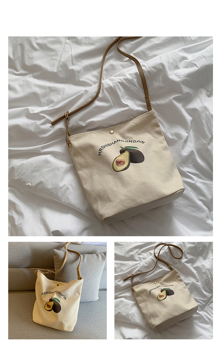 Fashion White Avocado Printed Shoulder Messenger Bag,Shoulder bags