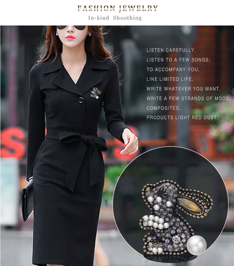 Fashion Gujin Alloy Diamond Rabbit Brooch,Korean Brooches