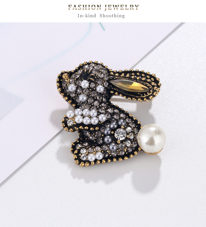 Fashion Ancient Silver Alloy Diamond Rabbit Brooch,Korean Brooches