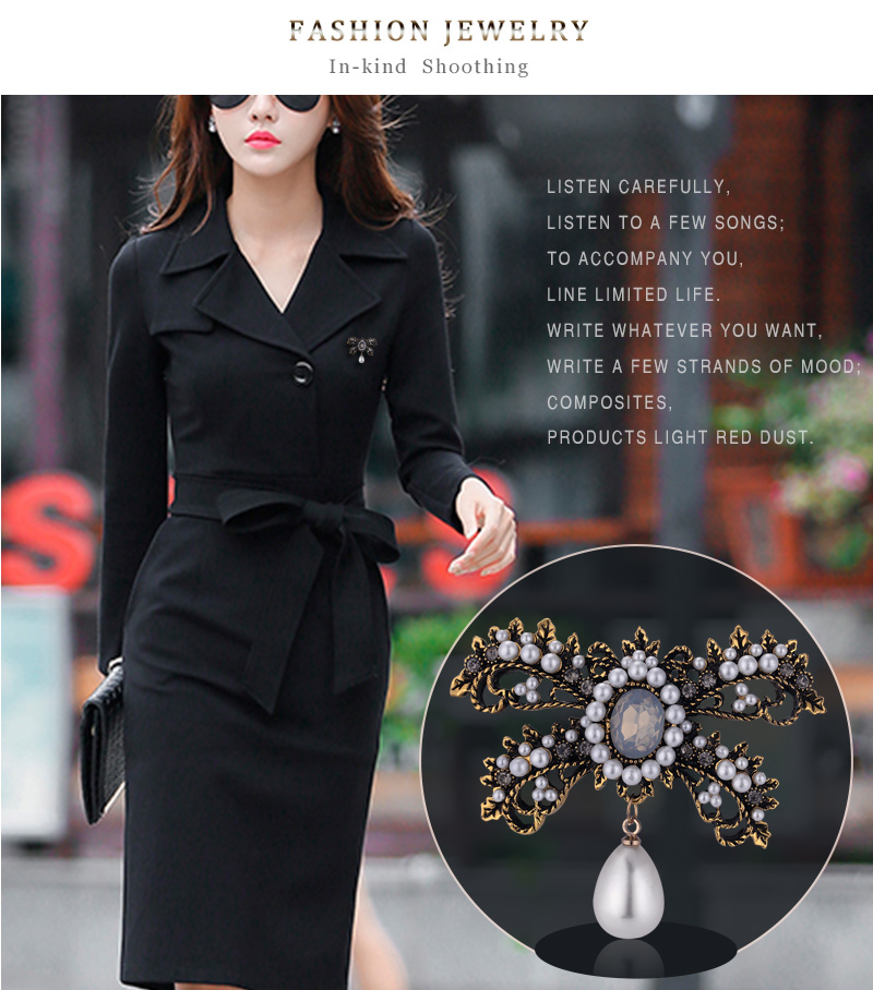 Fashion Ancient Silver Alloy Openwork Bow With Diamond Pearl Brooch,Korean Brooches