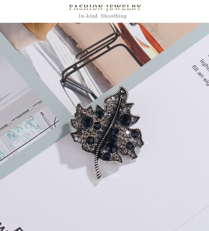 Fashion Ancient Silver Alloy Maple Leaf Diamond Brooch,Korean Brooches