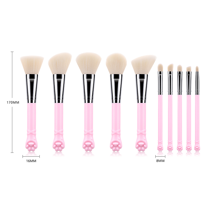 Fashion Pink 10 Stick Cat Claw Makeup Brush,Beauty tools