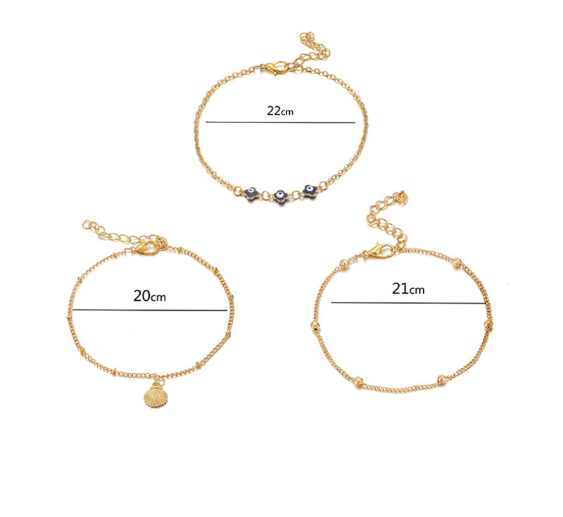 Fashion Gold Alloy Chain Eye Shell Anklet 3 Set,Fashion Anklets