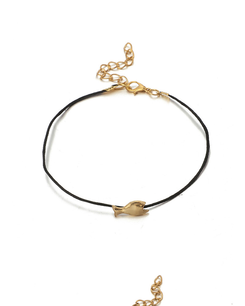 Fashion Gold Chain Diamond Diamond Beads Fish Anklet 5 Set,Beaded Bracelet