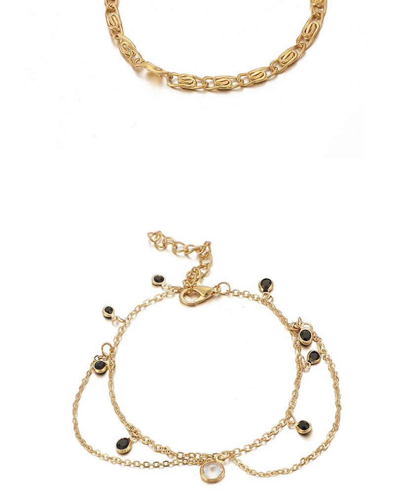 Fashion Gold Chain Diamond Diamond Beads Fish Anklet 5 Set,Beaded Bracelet