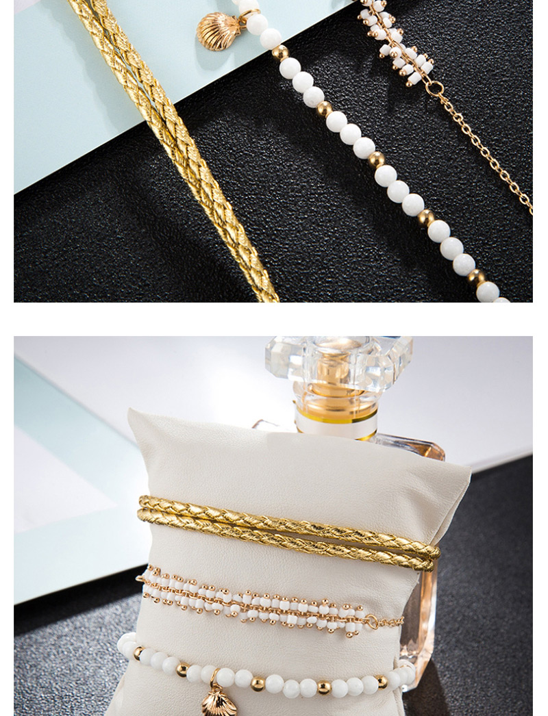 Fashion Gold Alloy Rice Beads Fringed Shell Anklet 3 Sets,Beaded Bracelet