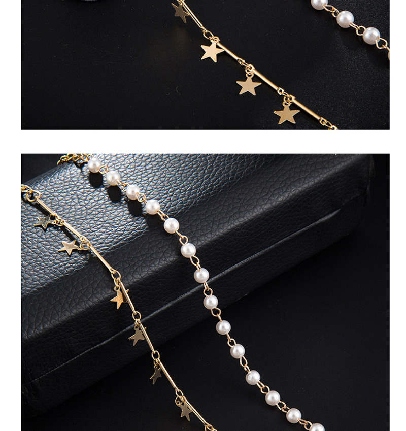 Fashion Gold Mizhu Alloy Chain Star Anklet 2 Set,Beaded Bracelet
