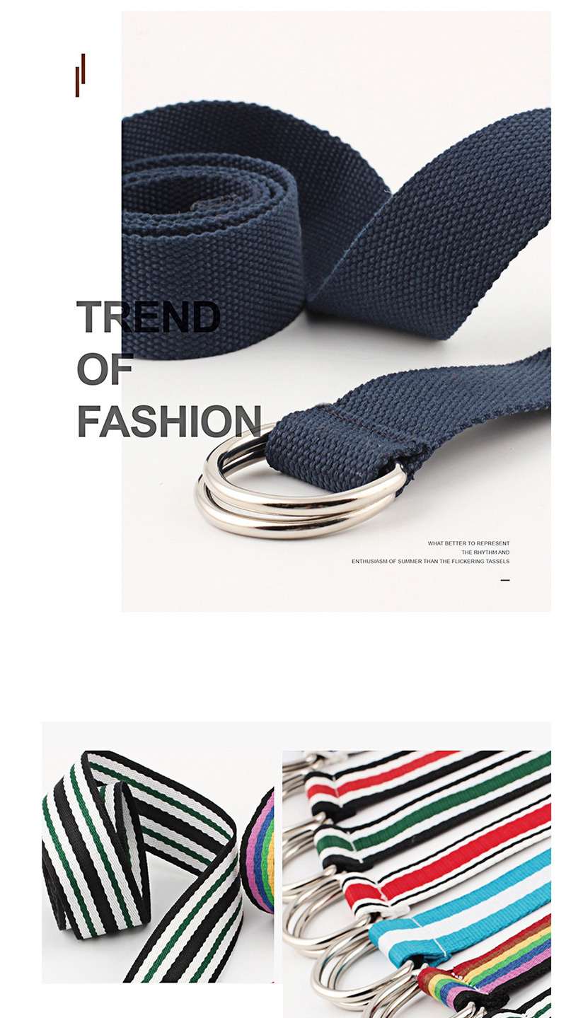 Fashion 05 Black And White Red Double Buckle Canvas Belt,Wide belts