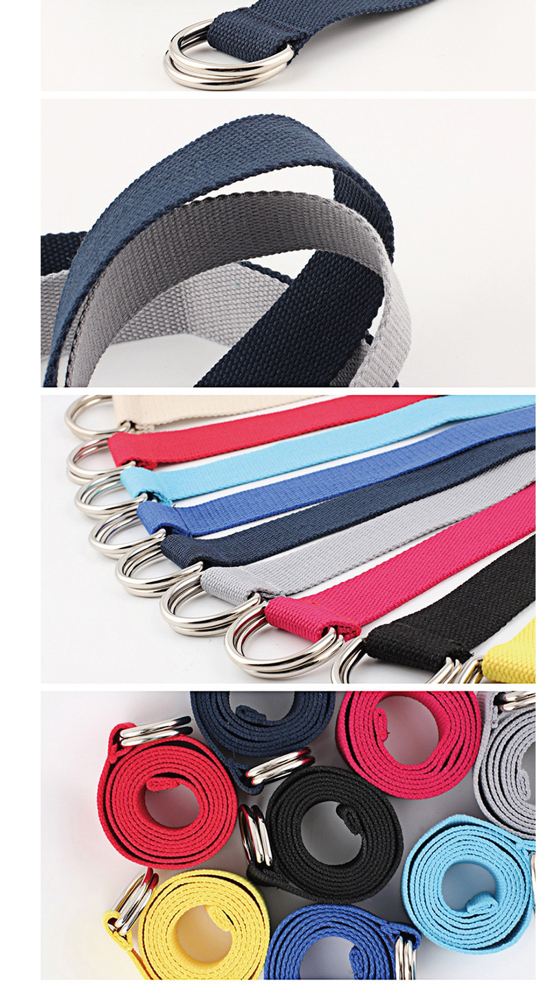 Fashion 02 Red Rice Double Buckle Canvas Belt,Wide belts