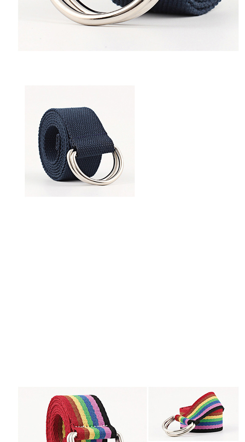 Fashion 0 Black White Double Buckle Canvas Belt,Wide belts