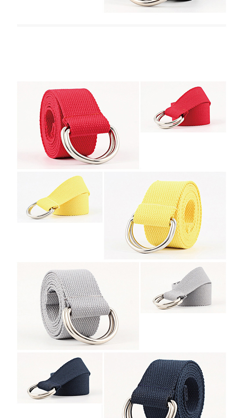 Fashion 07 Black And White Red Double Buckle Canvas Belt,Wide belts