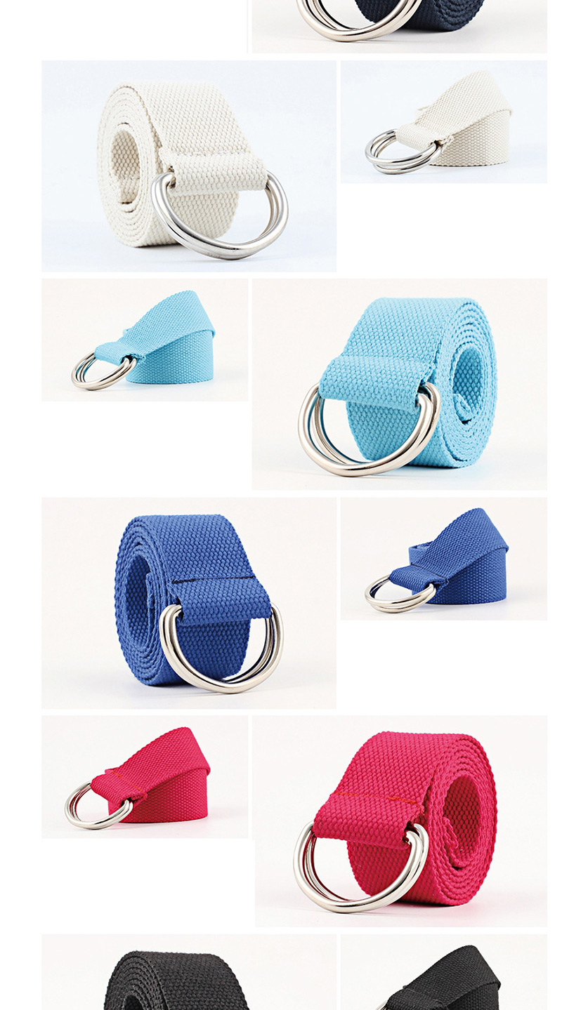 Fashion Sky Blue Double Buckle Canvas Belt,Wide belts