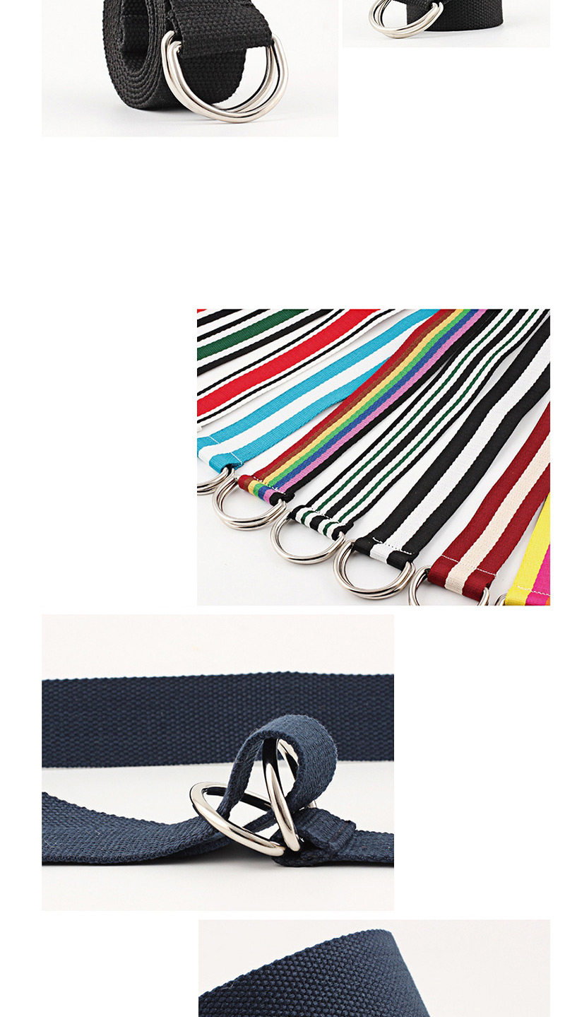 Fashion Creamy-white Double Buckle Canvas Belt,Wide belts