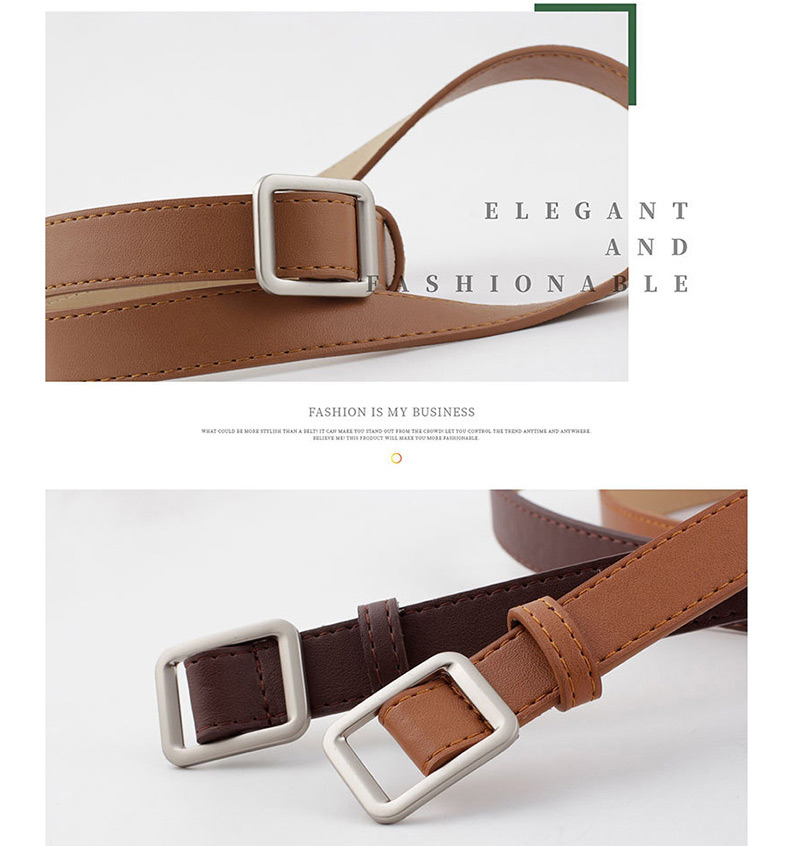 Fashion Camel Non-porous Square Buckle Belt,Thin belts