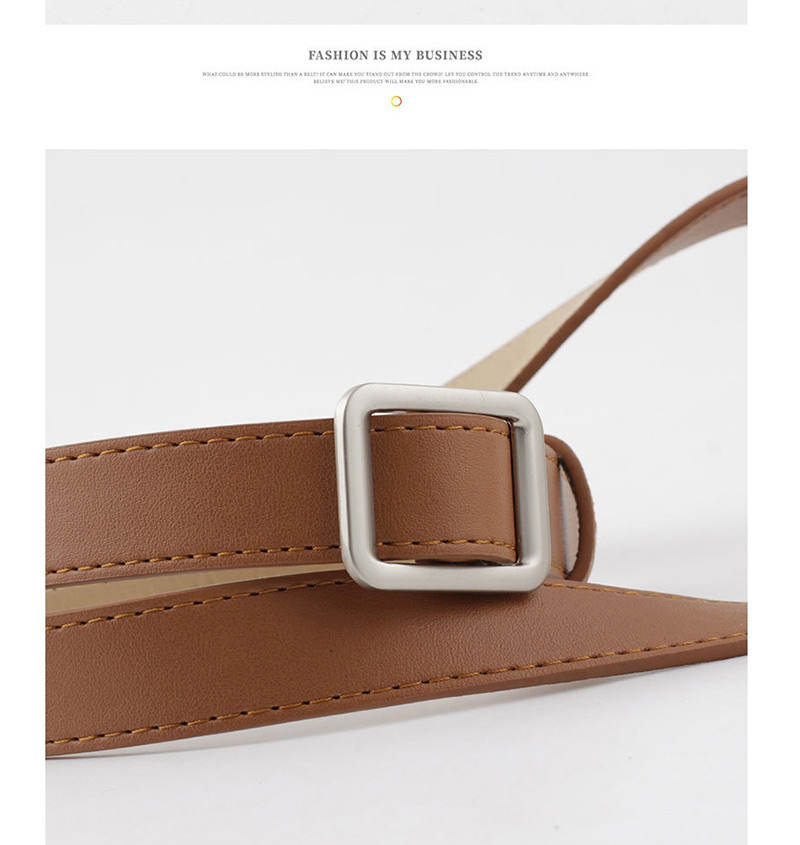 Fashion Coffee Non-porous Square Buckle Belt,Thin belts