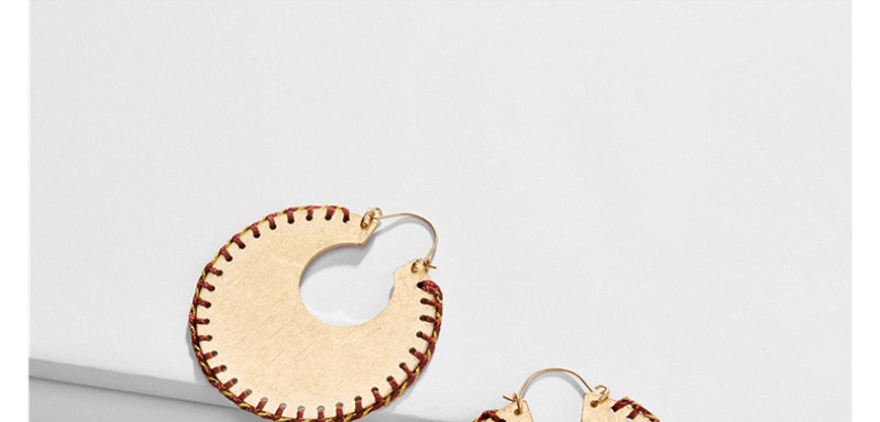 Fashion Red Round Wrapped Gold Silk Earrings,Hoop Earrings